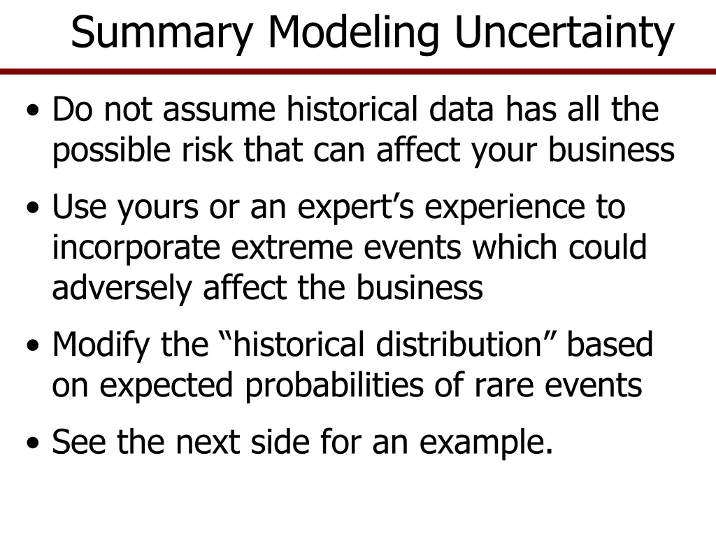 summary modeling uncertainty
