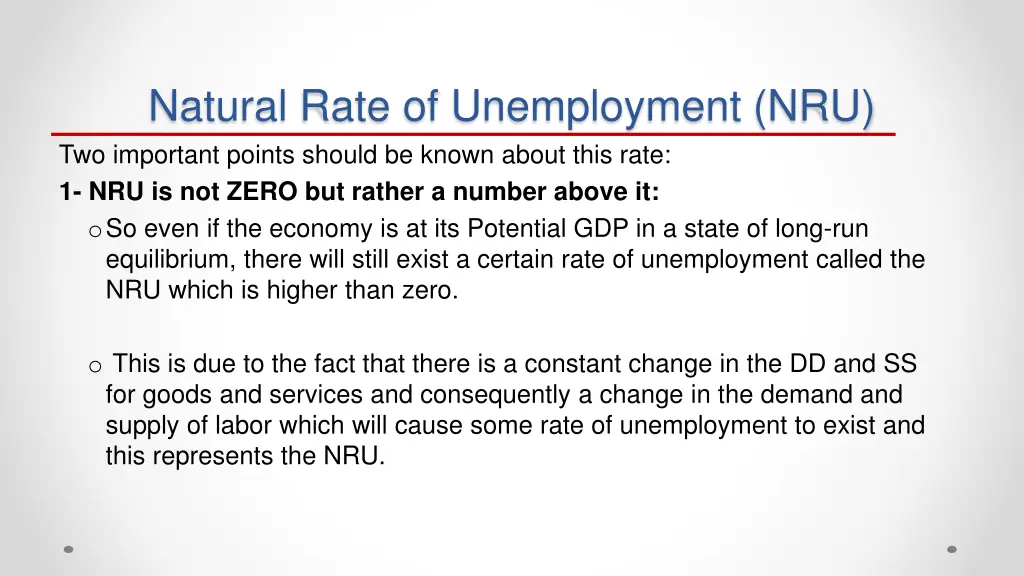 natural rate of unemployment nru two important