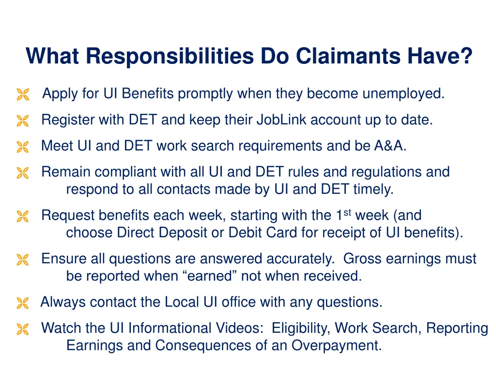 what responsibilities do claimants have
