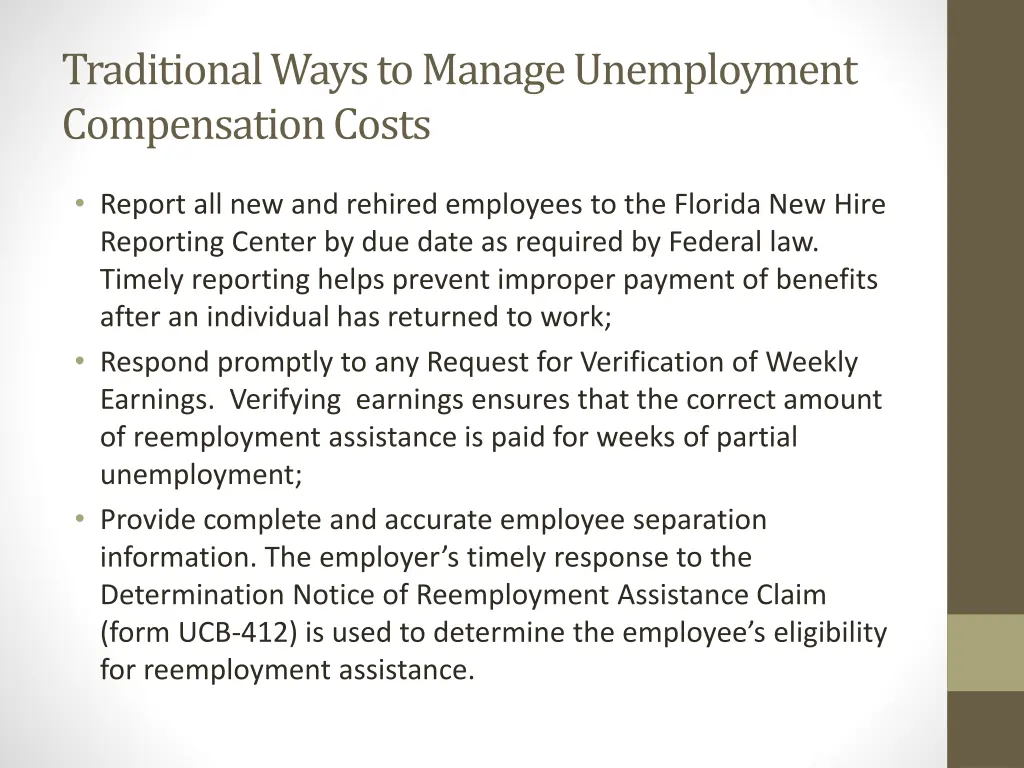 traditional ways to manage unemployment