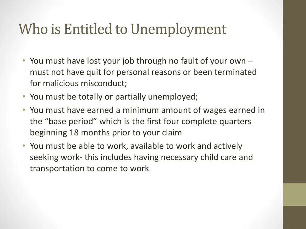 who is entitled to unemployment