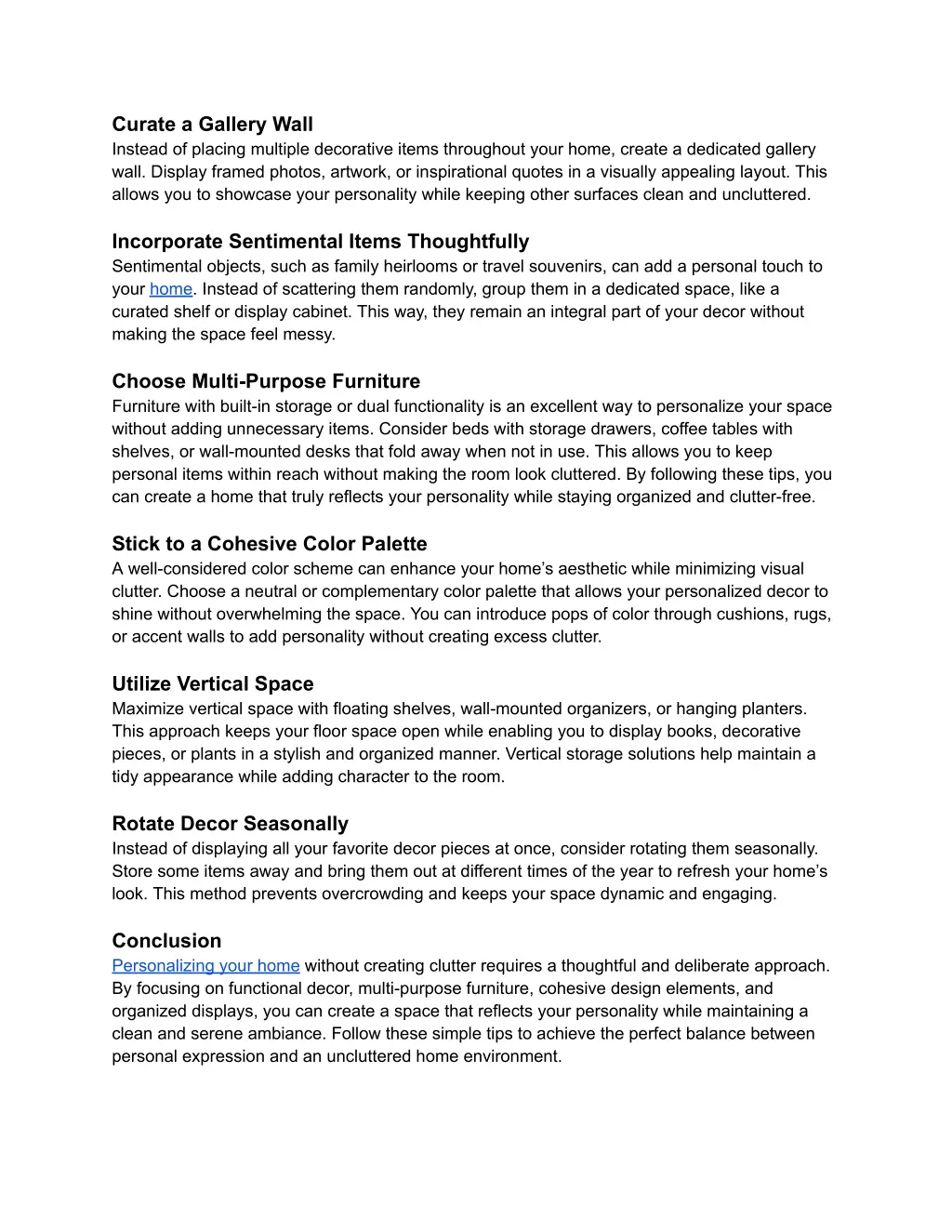 curate a gallery wall instead of placing multiple