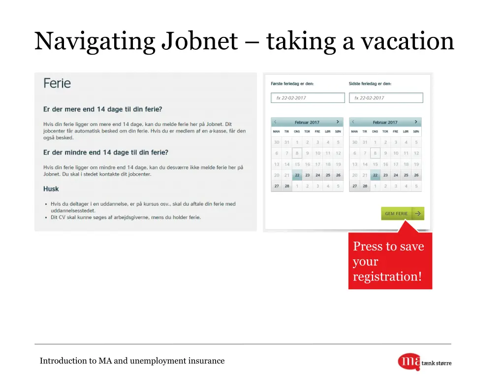 navigating jobnet taking a vacation