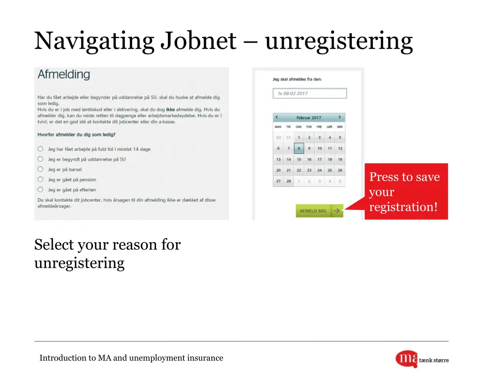navigating jobnet unregistering