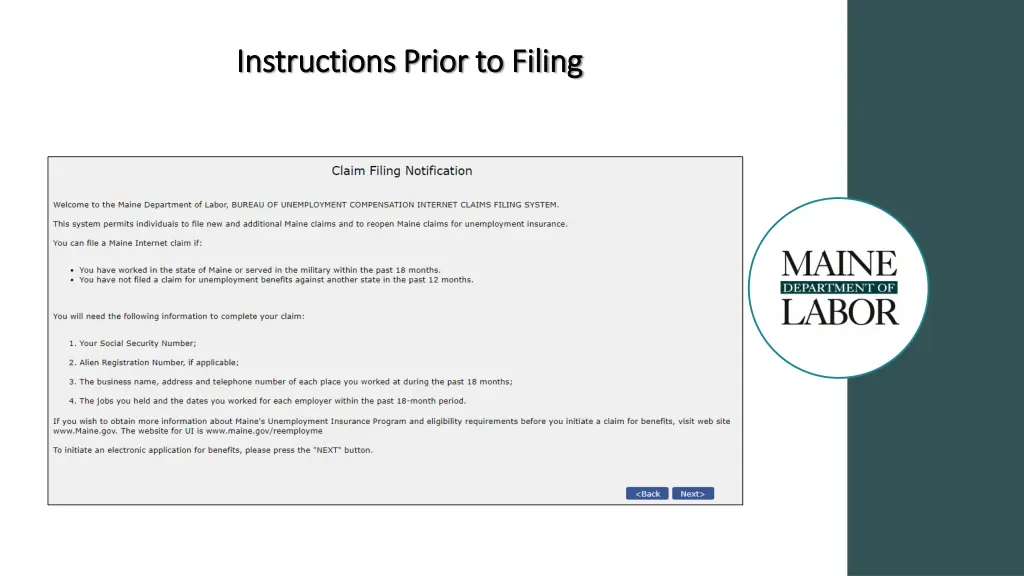 instructions prior to filing instructions prior