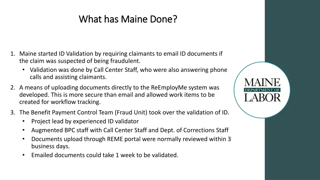what has maine done what has maine done