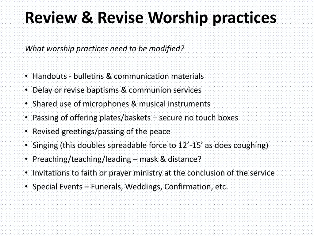 review revise worship practices