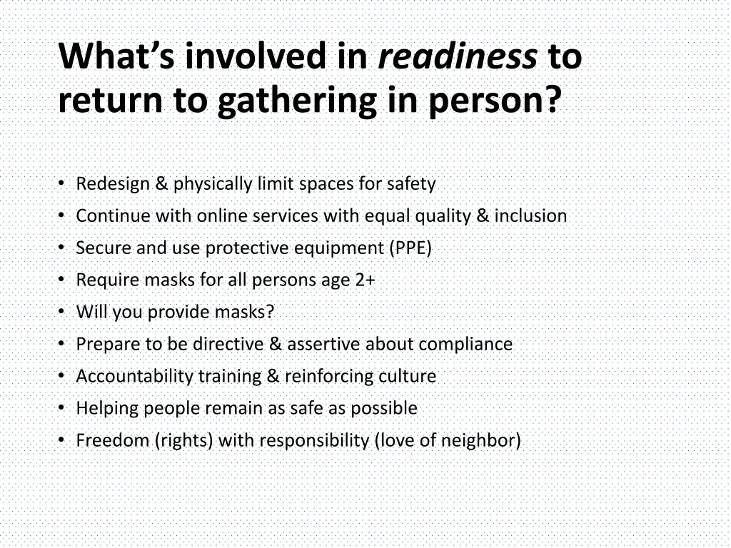 what s involved in readiness to return 1