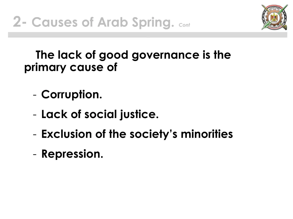 2 causes of arab spring cont