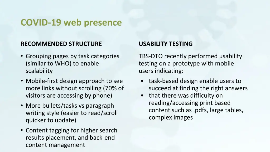 covid 19 web presence