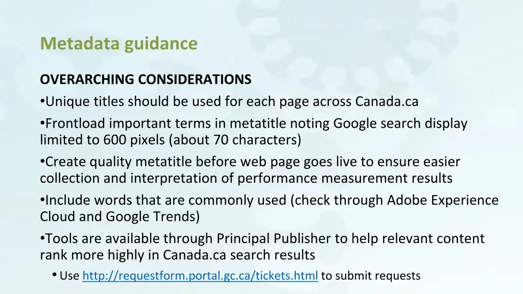 metadata guidance