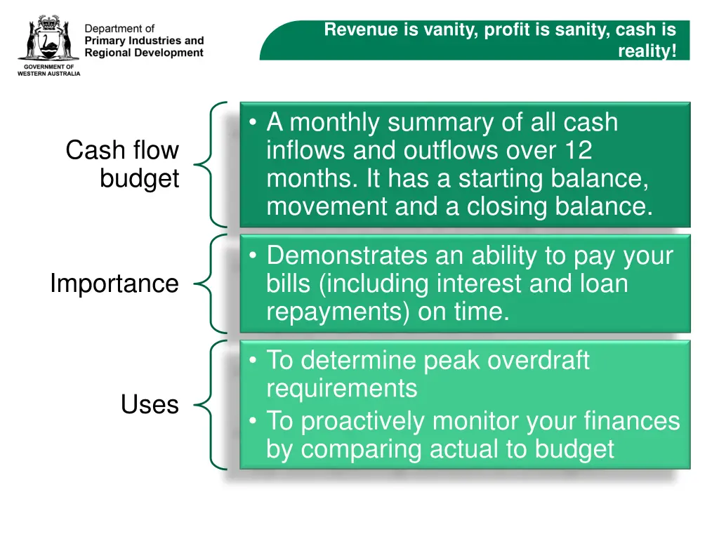 revenue is vanity profit is sanity cash is