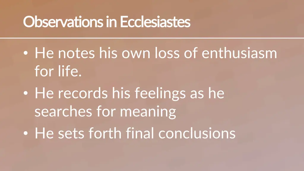 observations in ecclesiastes observations