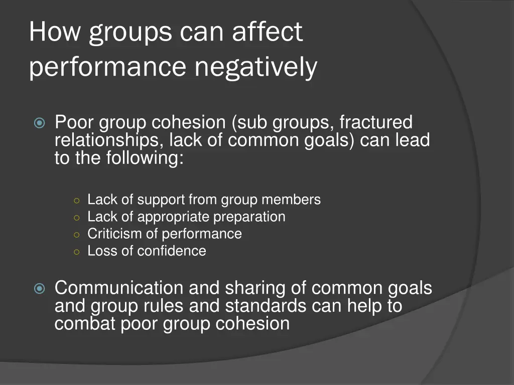 how groups can affect performance negatively