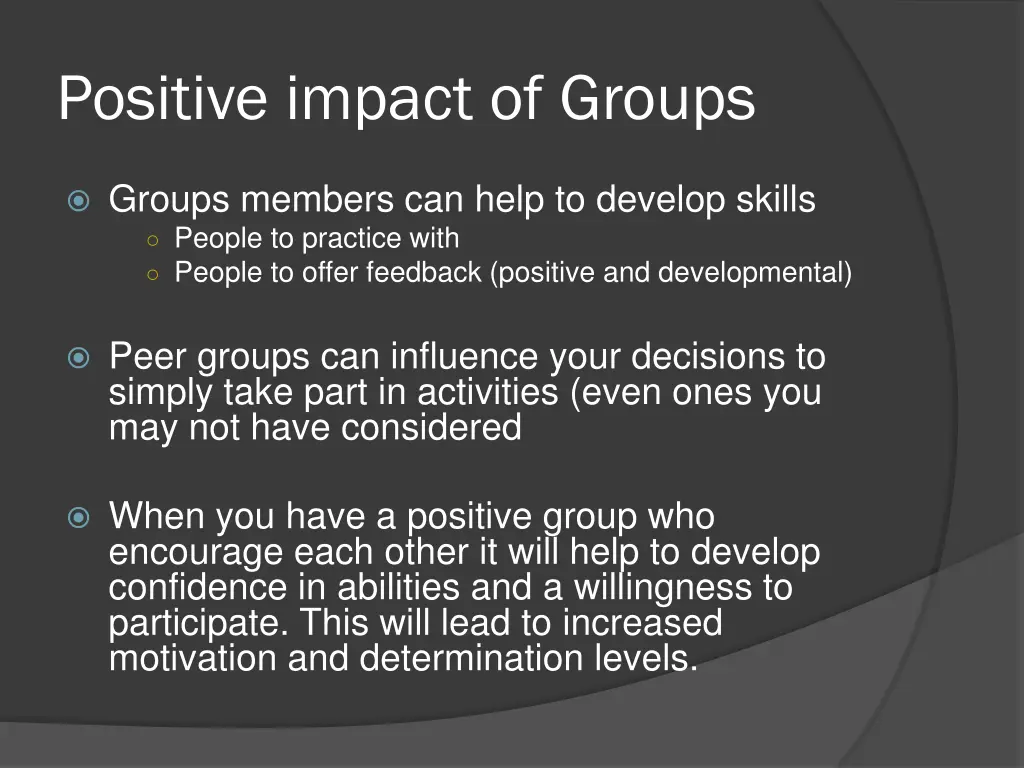 positive impact of groups