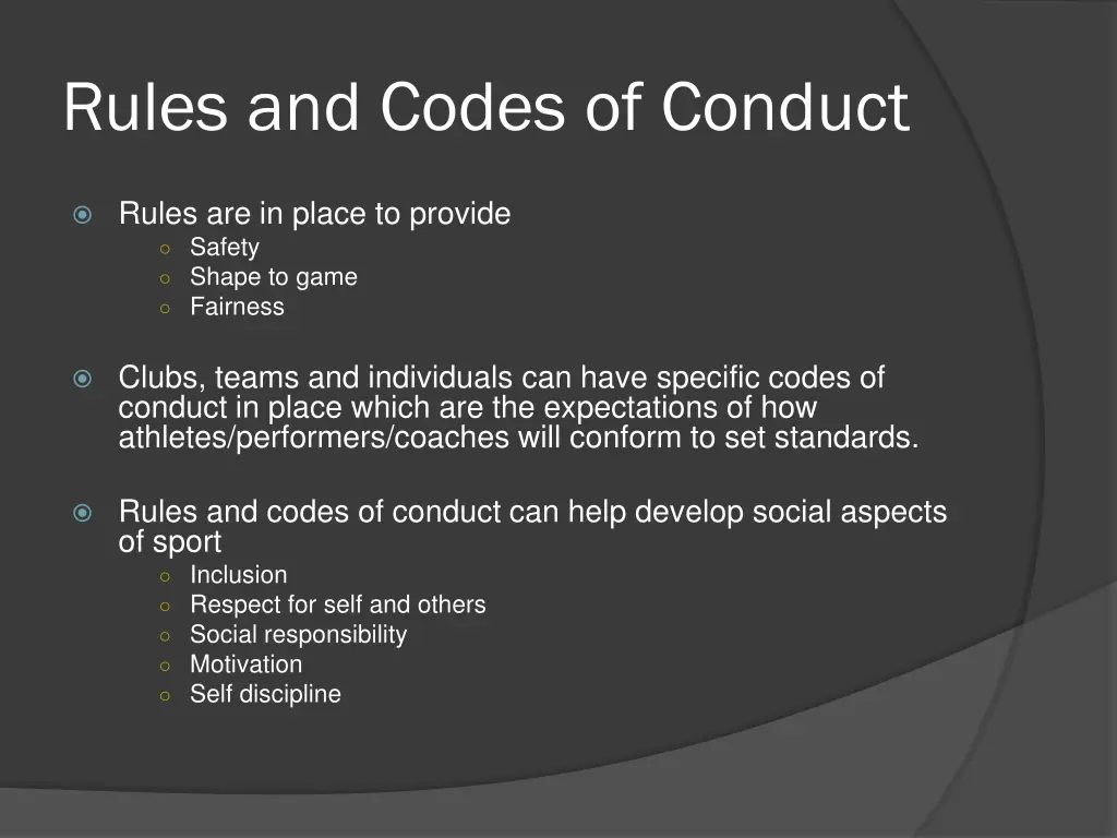 rules and codes of conduct