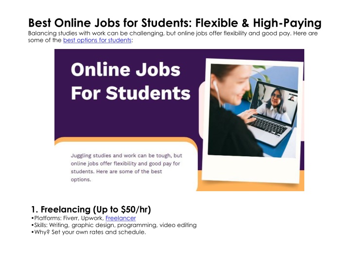 best online jobs for students flexible high