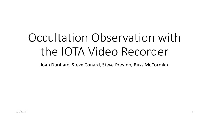 occultation observation with the iota video