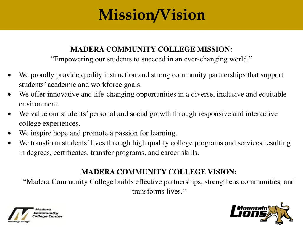 need title here mission vision