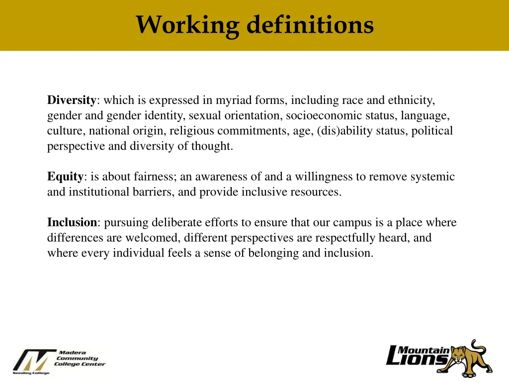 working definitions