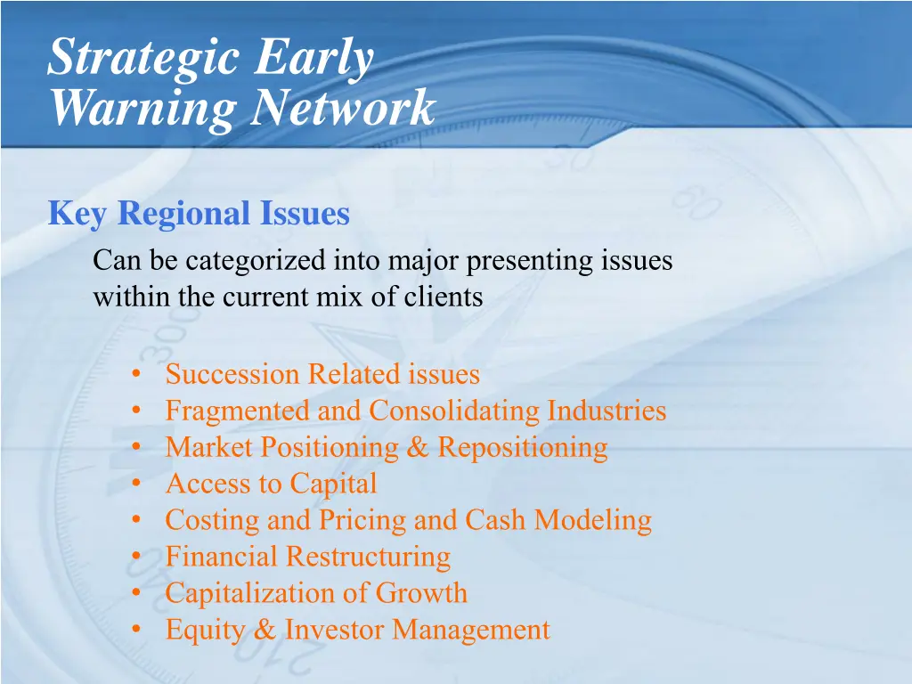 strategic early warning network 5