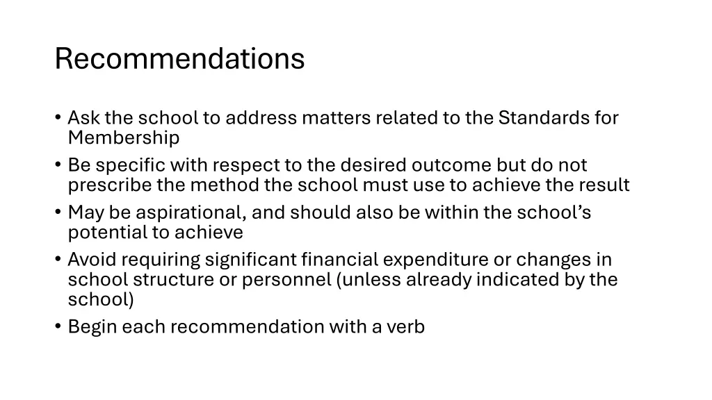 recommendations 1
