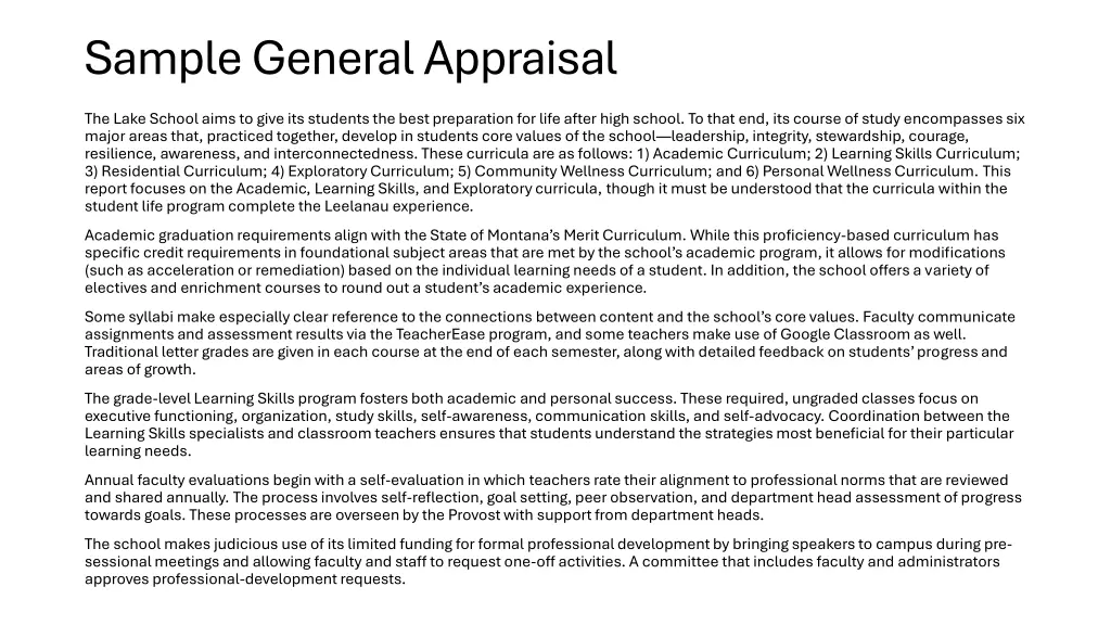 sample general appraisal