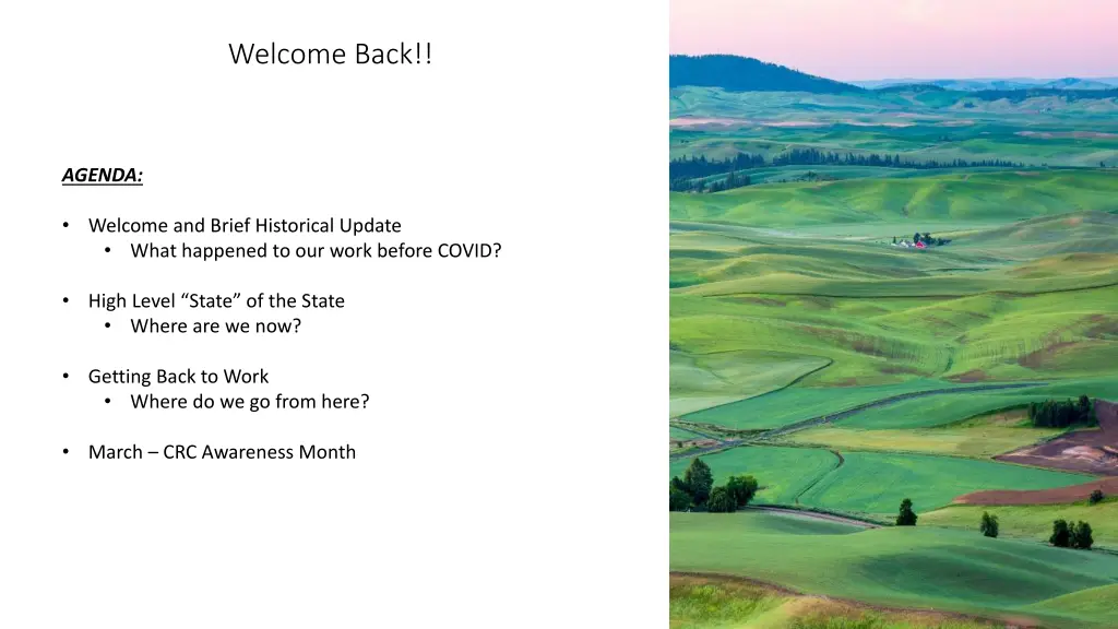 welcome back