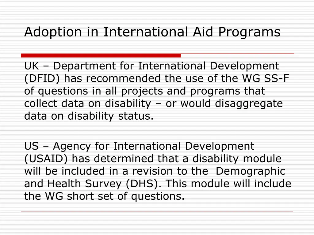 adoption in international aid programs