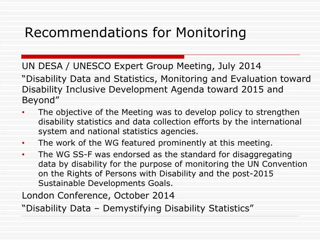 recommendations for monitoring