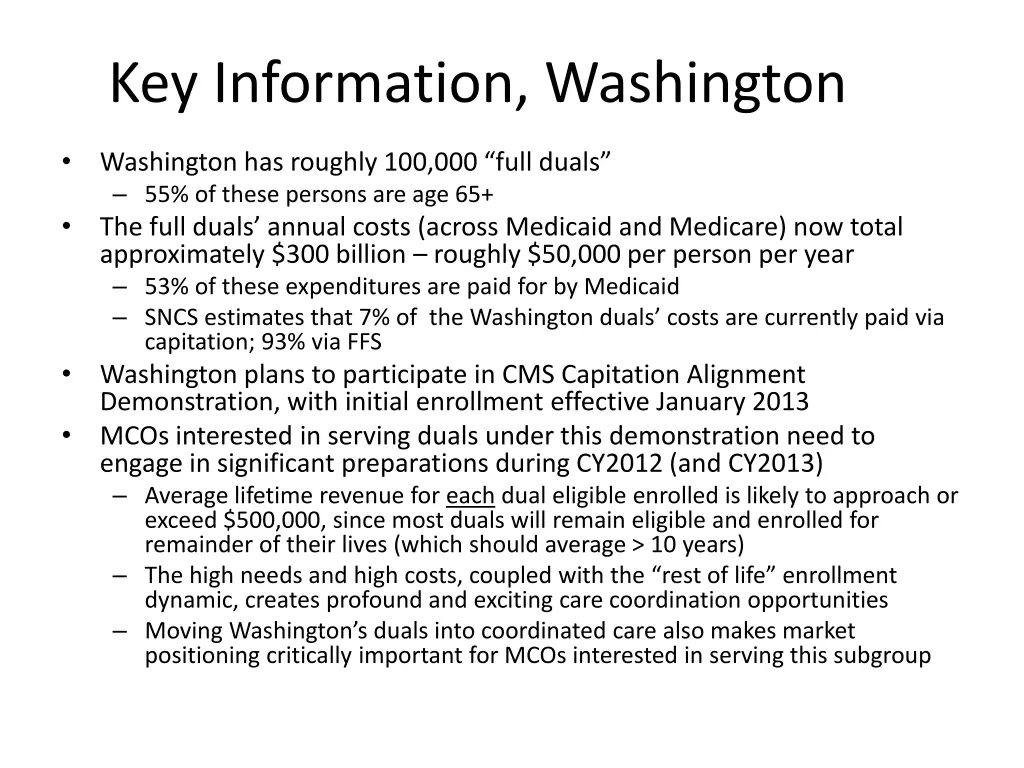 key information washington