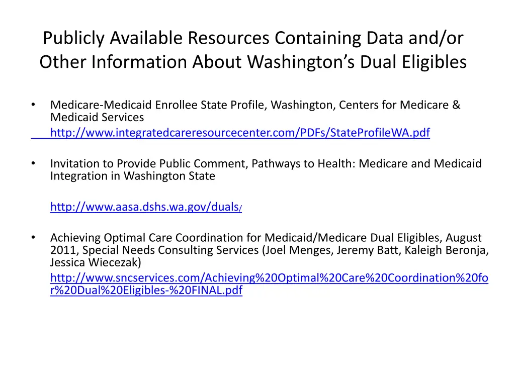 publicly available resources containing data