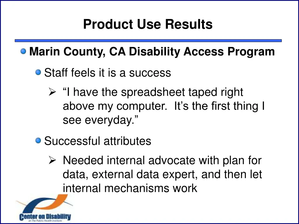 product use results 1