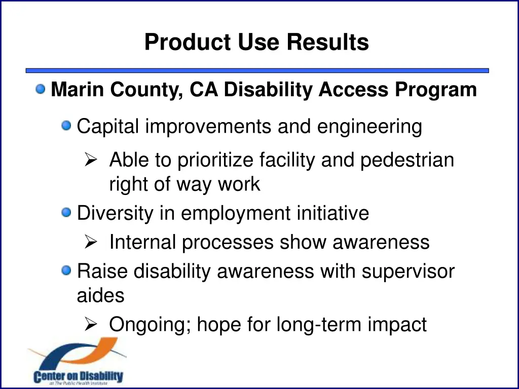 product use results