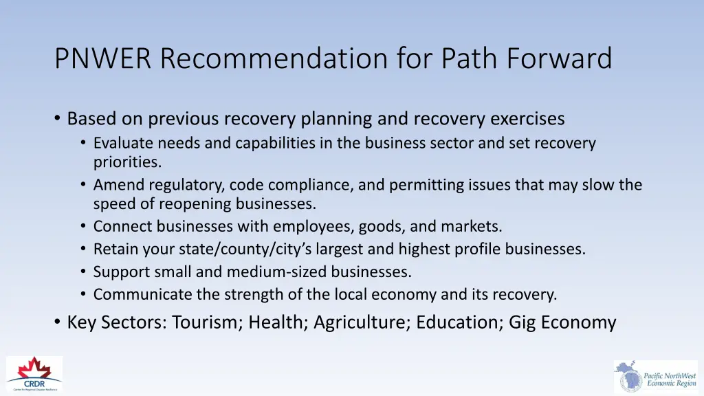 pnwer recommendation for path forward