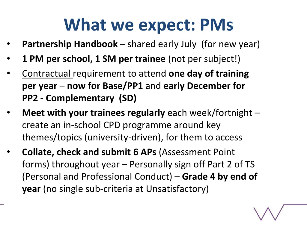 what we expect pms partnership handbook shared