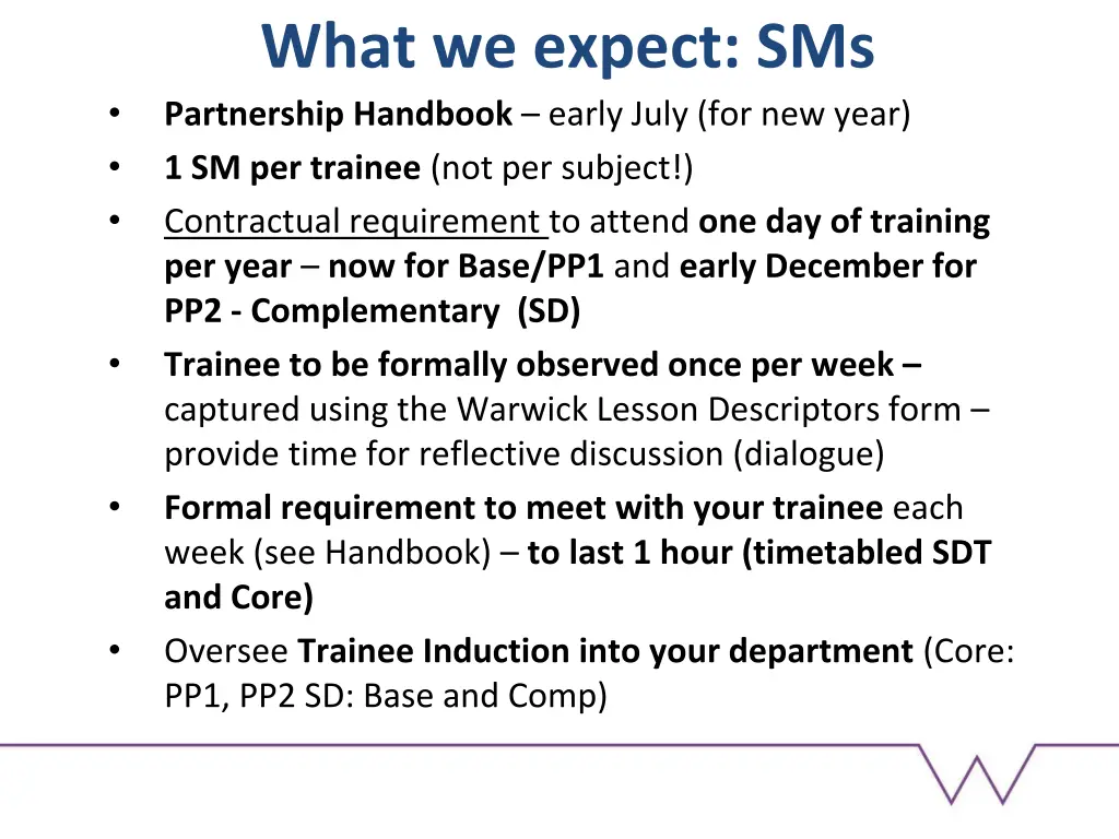 what we expect sms partnership handbook early