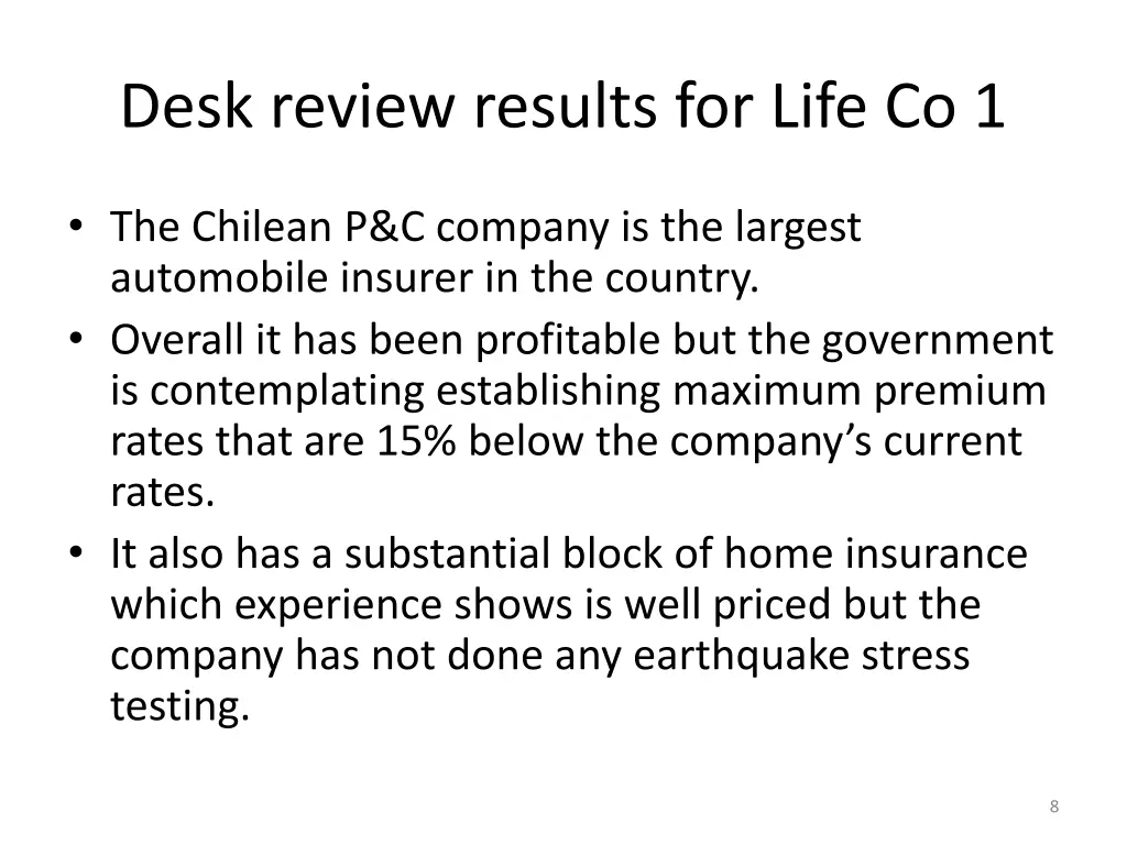 desk review results for life co 1 1