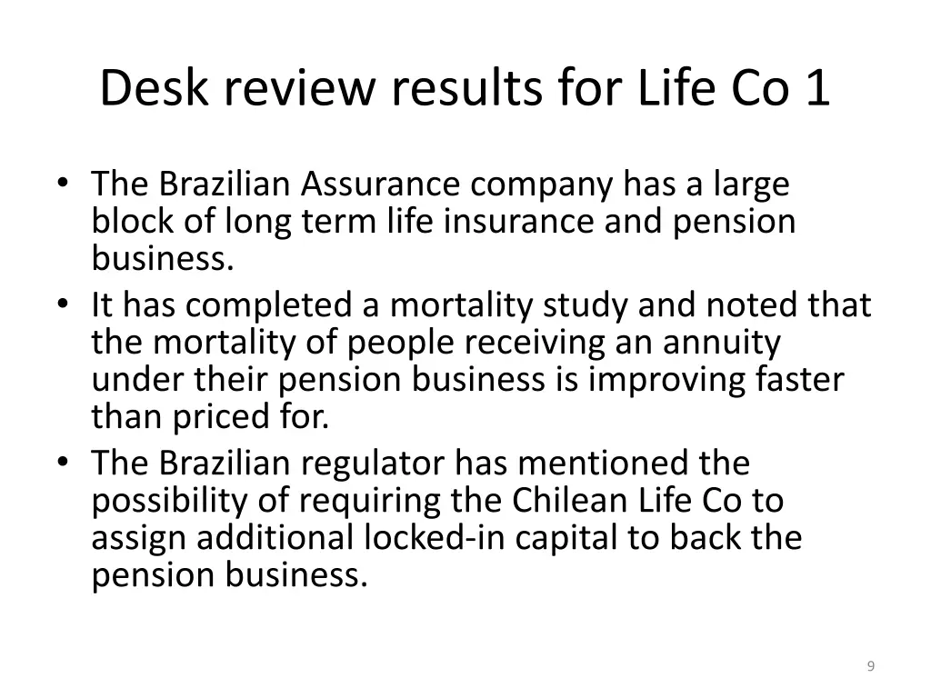 desk review results for life co 1 2