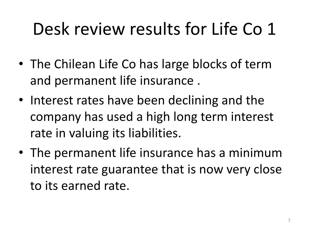 desk review results for life co 1