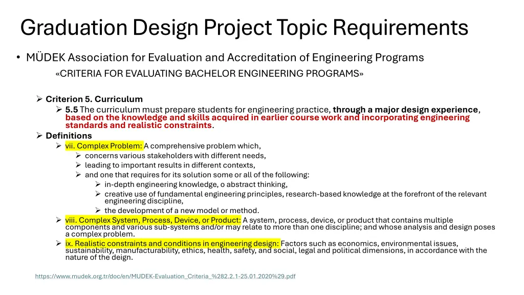 graduationdesign project topicrequirements