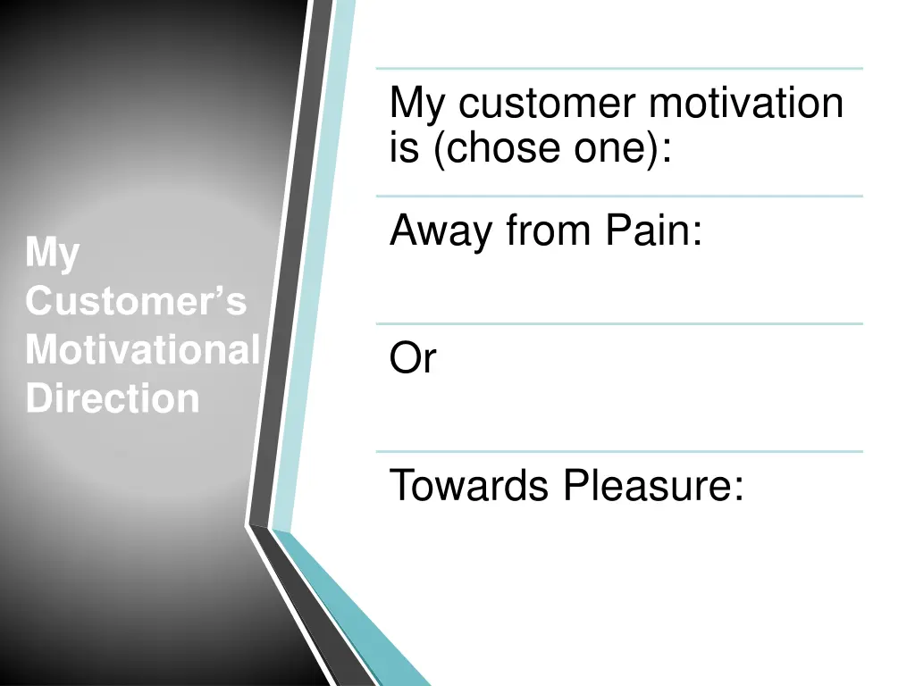 my customer motivation is chose one