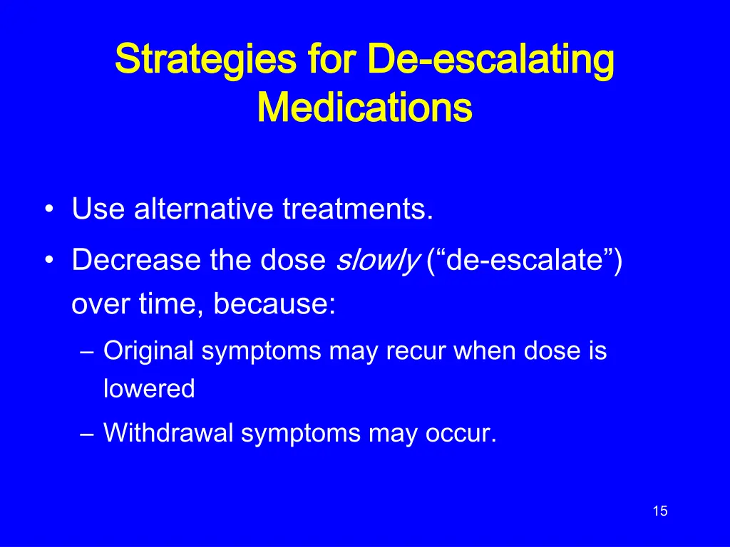strategies for de strategies for de escalating