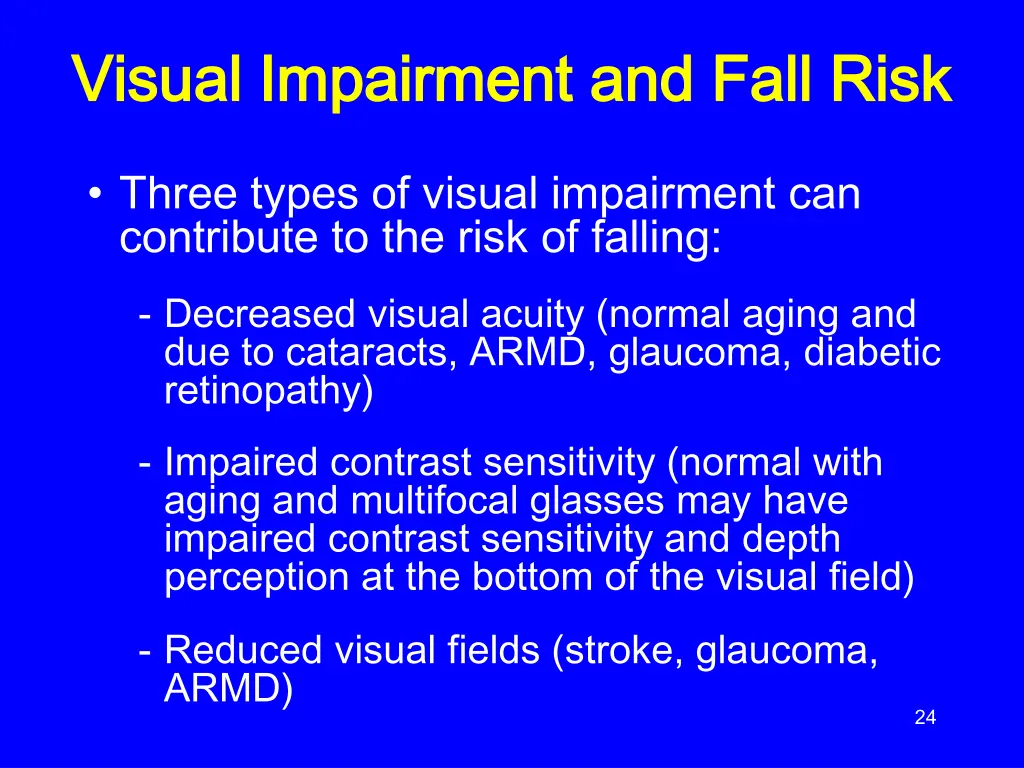 visual impairment and fall risk visual impairment