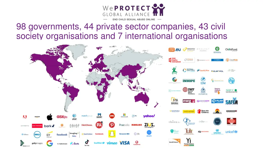 98 governments 44 private sector companies