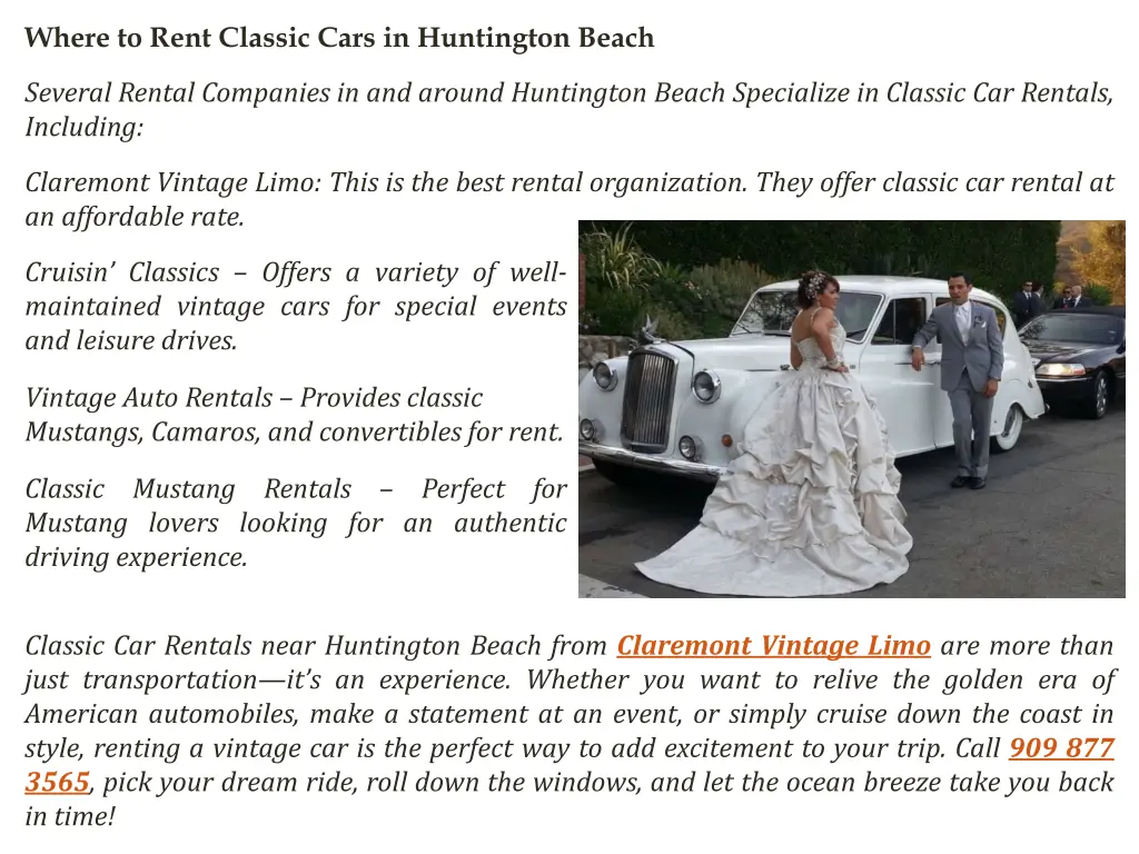 where to rent classic cars in huntington beach
