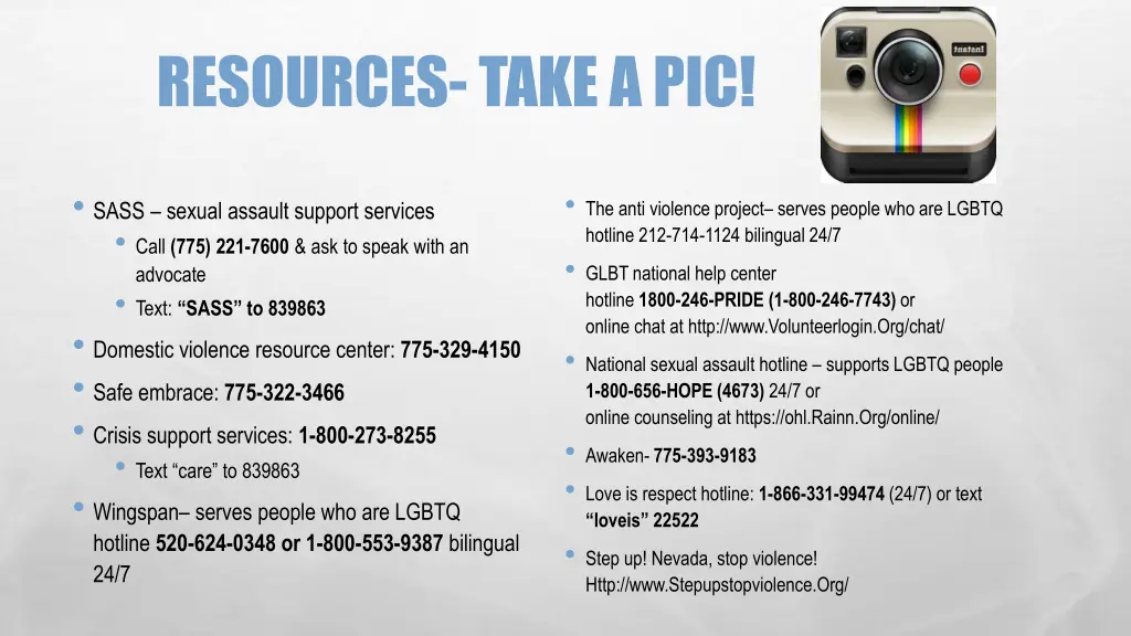 resources take a pic