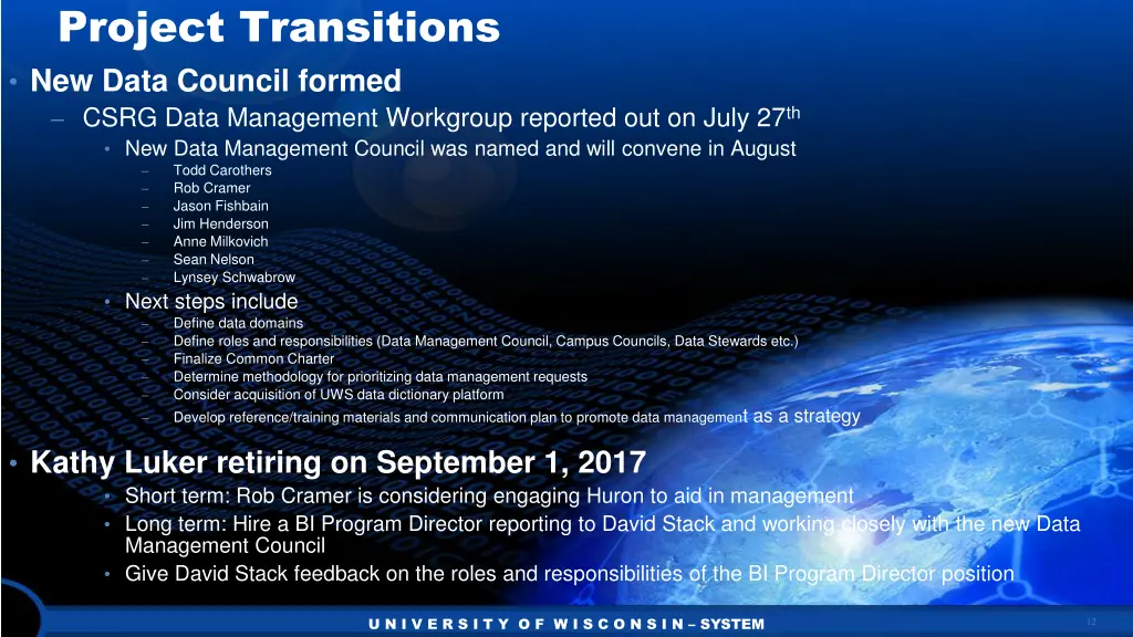 project transitions new data council formed csrg