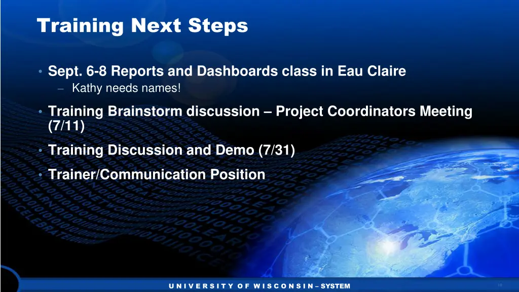 training next steps