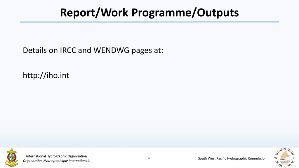 report work programme outputs